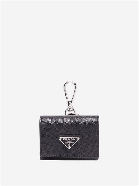 prada logo plaque keyring pouch